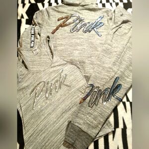 Victoria's Secret Pink 3pc Bling Sequin Sans Script Set. L.